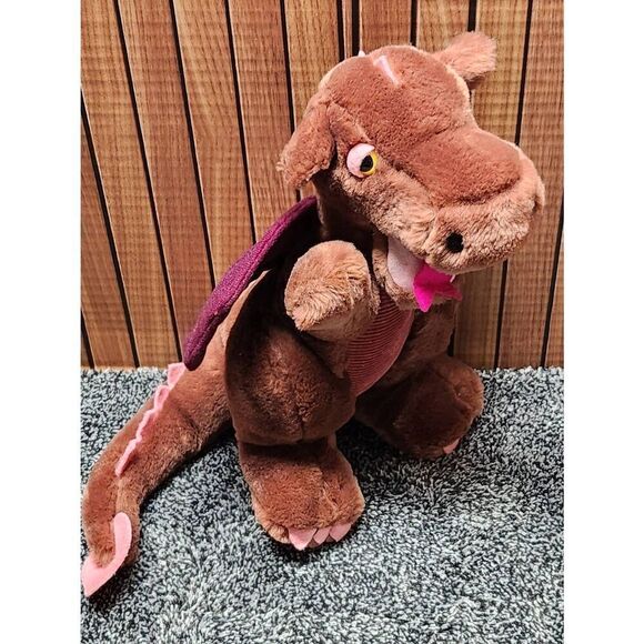 Dakin Dragon Plush 1983 Stuffed Animal 10" Burgundy Pink Red Mauve 80s Kids #A73 - Picture 2 of 7